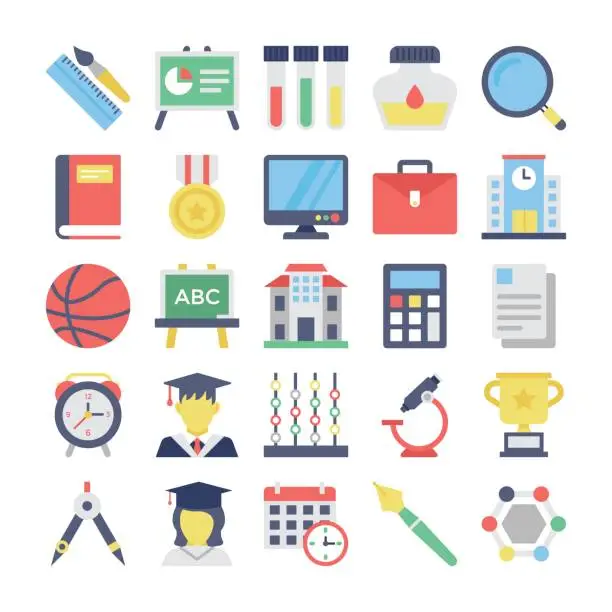 Vector illustration of Education Colored Icons 2
