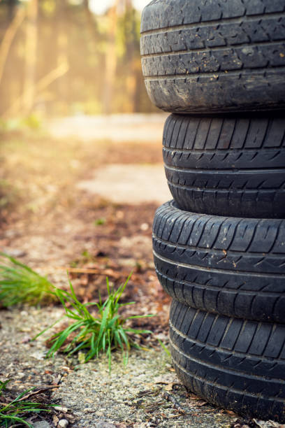 istock Pile of old tyres, recycling concept 838809494