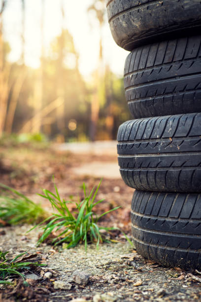 istock Pile of old tyres, recycling concept 838809640