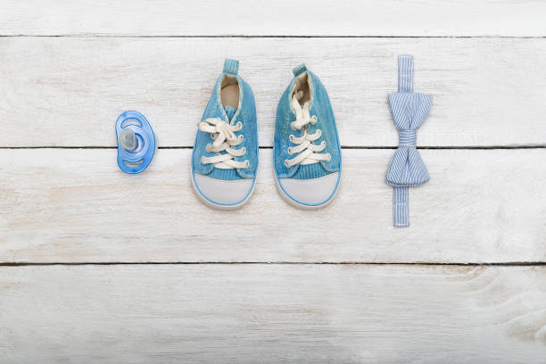 istock Accessories for the boy, dummy,bow-tie, shoes. Flat lay 838810148