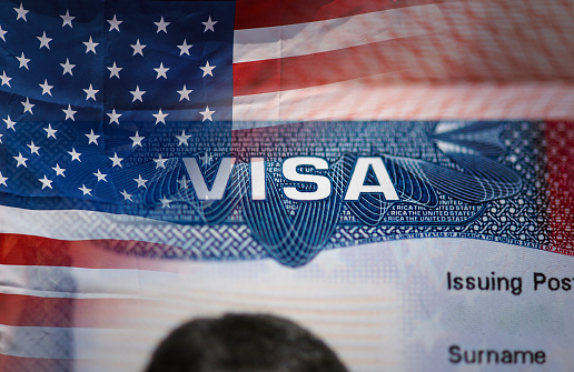 Detalle de primer plano de la VISA americana photo