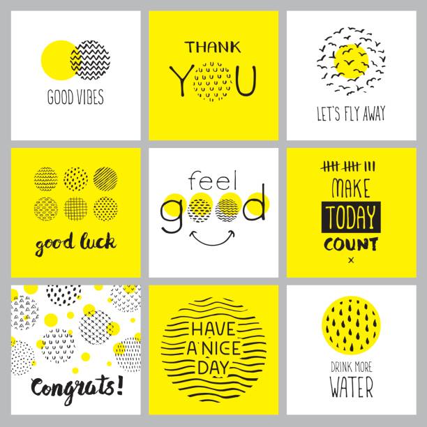 Positive hand drawn quotes Easily editable set of vector illustrations on layers. congratulating illustrations stock illustrations