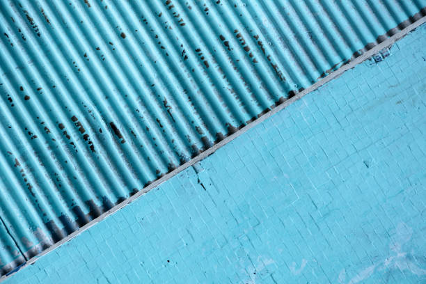 Flaked paint mettal shop shutter closed
