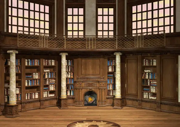 Photo of 3D Rendering Antique Library