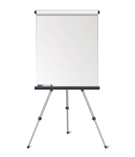 Vector illustration of Vector realistic blank flipchart isolated on white background