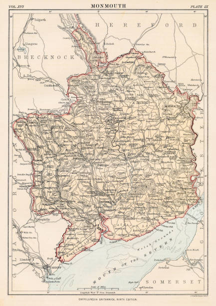 Monmouth Map 1883 Stock Download Image Now Map Monmouth Map 1883 