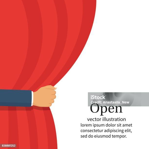 Open The Curtain Vector Hand Stock Illustration - Download Image Now - Curtain, Theatrical Performance, Hand