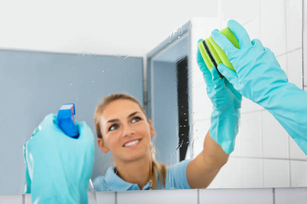 istock Smiling Woman Cleaning The Mirror 838887044