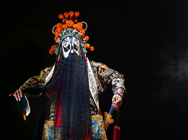 Chinese opera character with sword (Ba Wang)  chinese opera makeup stock pictures, royalty-free photos & images
