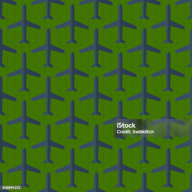Seamless Pattern With Flat Styled Planes Stock Illustration - Download ...