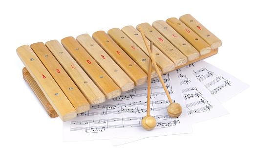 Wooden xylophone and notes