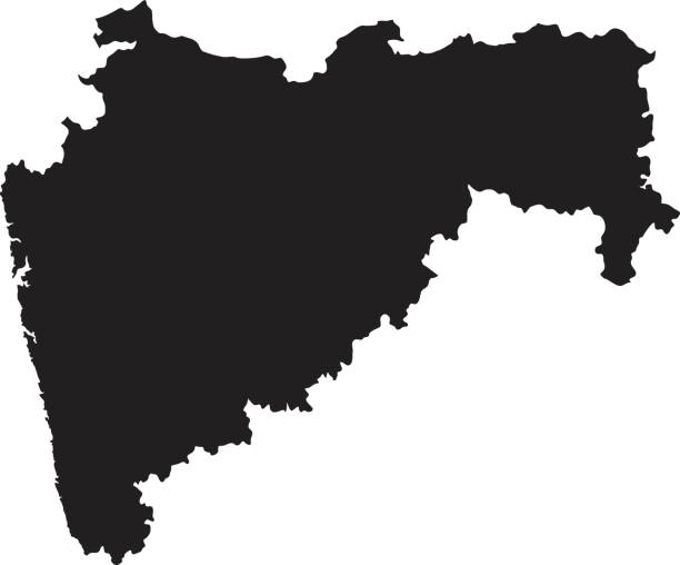 Maharashtra red on gray India map vector Maharashtra red on gray India map vector maharashtra stock illustrations