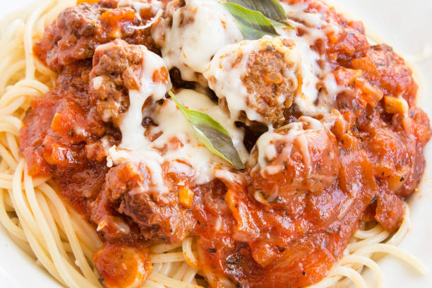 Spaghetti with Meatballs in Tomato Sauce