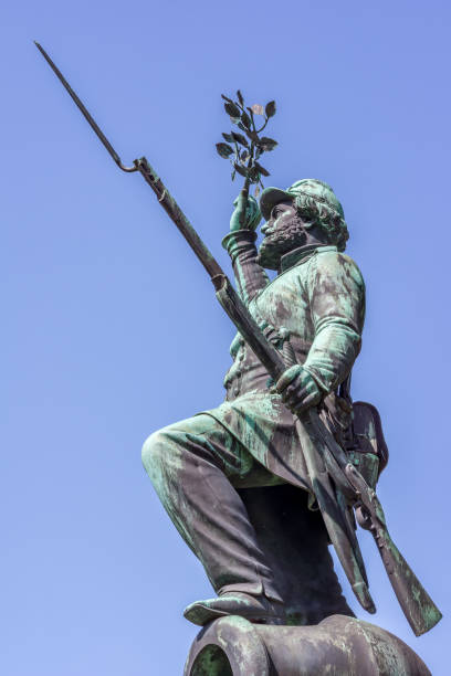 istock Bronze statue of a foot soldier 838923582