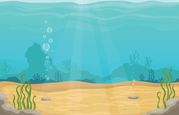 podwodny świat w krajobrazie kreskówki wektora morskiego - podwodny ilustracje stock illustrations