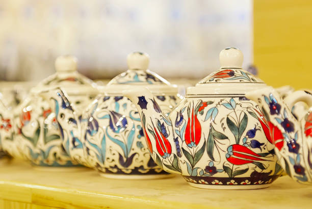 istock Decorated colorful pottery teapots 838938400