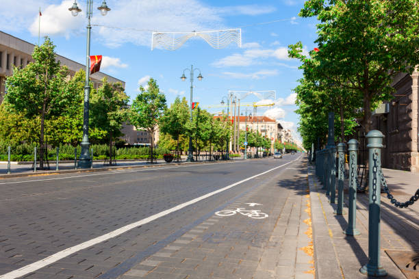 Gediminas Avenue is the main street of Vilnius, Lithuania. The street was built in 1836. There are a lot shops, cafe and restorants here. Gediminas Avenue is favorite street for walking locals and tourists.
