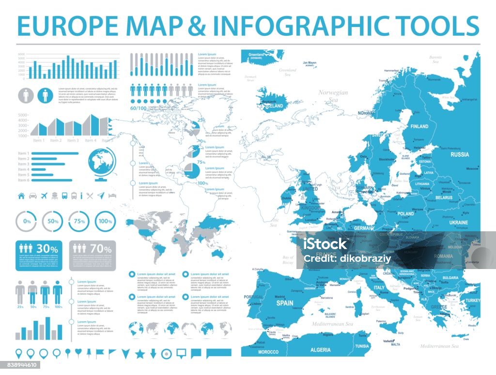 Europe Map - Info Graphic Vector Illustration Europe Map - Detailed Info Graphic Vector Illustration Map stock vector