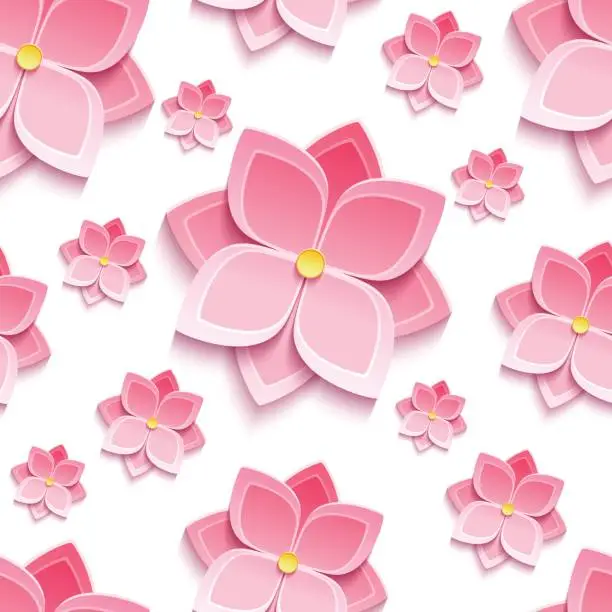 Vector illustration of Floral seamless pattern with sakura blossom