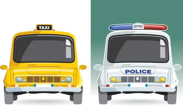 Vector illustration of Taxi and police car vector