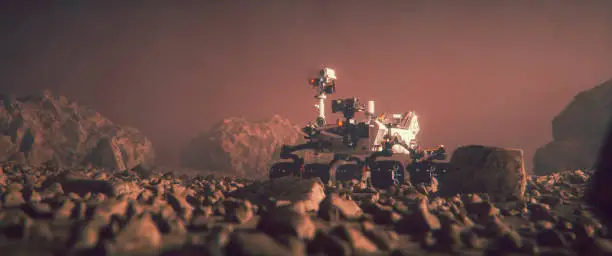Photo of Mars Rover exploring on the planet surface