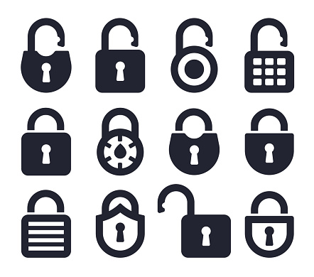 Lock and security icons and symbols collection.