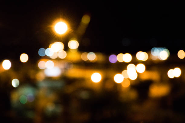 Defocused night lights street color blurred background