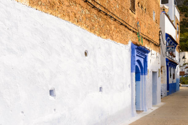 CHEFCHAOUEN, MOROCCO - SEP 10, 2015: Architecture of Chefchaouen, small town in northwest Morocco famous by its blue buildings