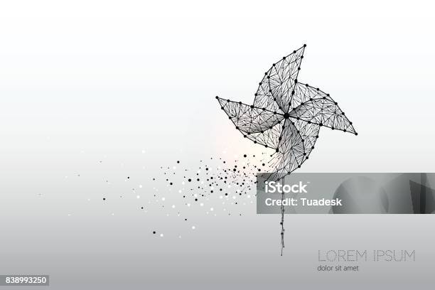 Abstract Vector Illustration Of Windmill Stock Illustration - Download Image Now - Pinwheel Toy, Spotted, Windmill