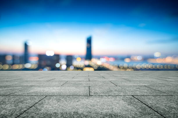 istock modern buildings near shanghai at night from empty floor 839010170