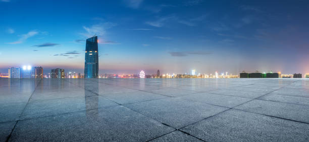 istock modern buildings near shanghai at night from empty floor 839010466
