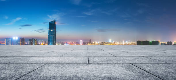 istock modern buildings near shanghai at night from empty floor 839010540