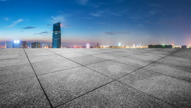 istock modern buildings near shanghai at night from empty floor 839010572