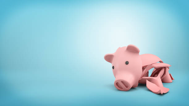 istock 3d rendering of a pink ceramic piggy bank completely broken up into several large pieces 839010730