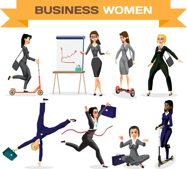 Vector illustration of Set of business woman