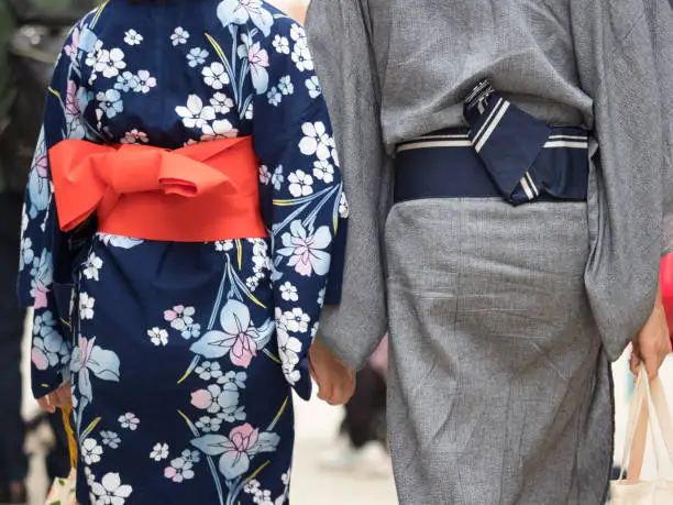 A couple wearing a yukata