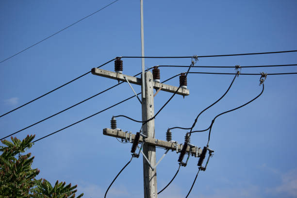 istock Closeup Eletricity line in blue sky 839024866