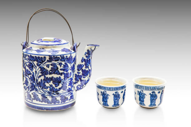 istock Old chinese teapot set isolated on white 839030274