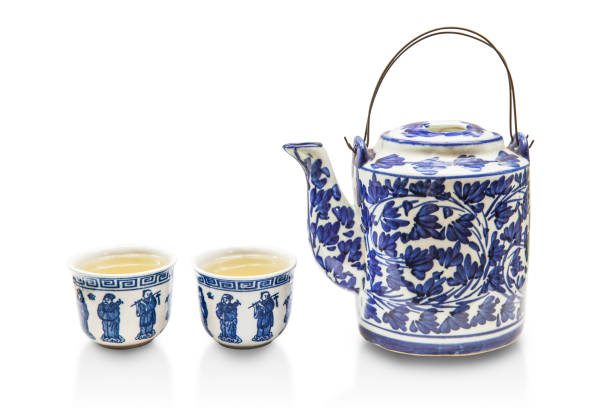 istock Old chinese teapot set isolated on white 839030300