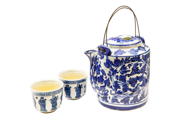 istock Old chinese teapot set isolated on white 839030342