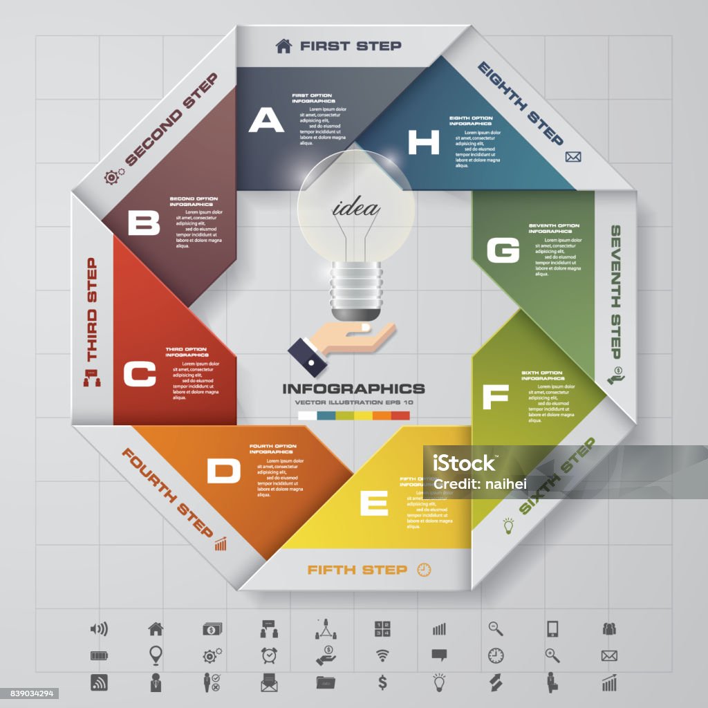 8 Step Process Design Modern 8 Steps Process Simpleeditable Abstract Design Element Stock ...
