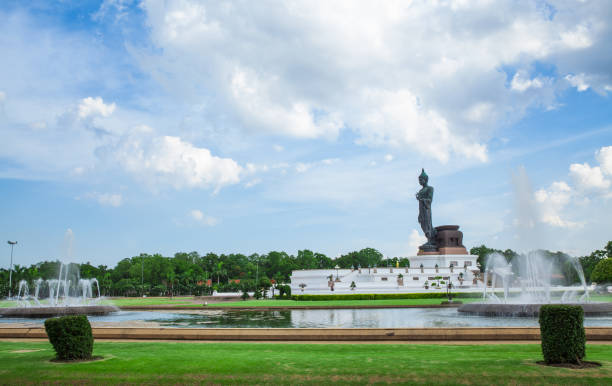 istock Walking Buddha statue style in Thailand 839036988