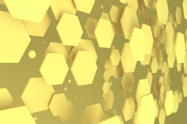 istock Yellow hexagons of random size on yellow background 839043104
