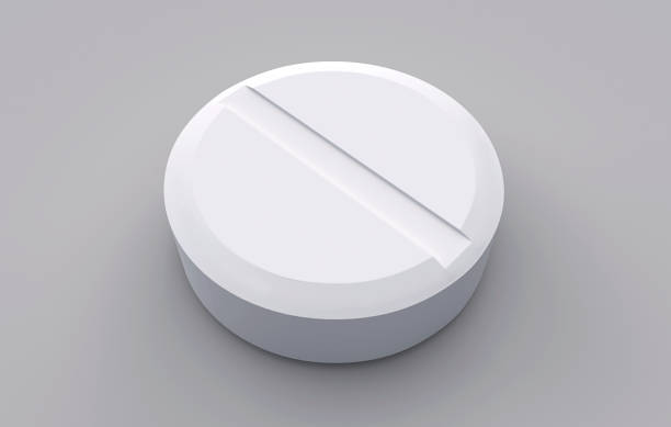 la tavoletta bianca su sfondo grigio - vitamin d vitamin b1 vitamin pill nutritional supplement foto e immagini stock