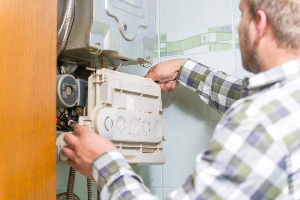 istock Technician repairing Gas Furnace 839056808