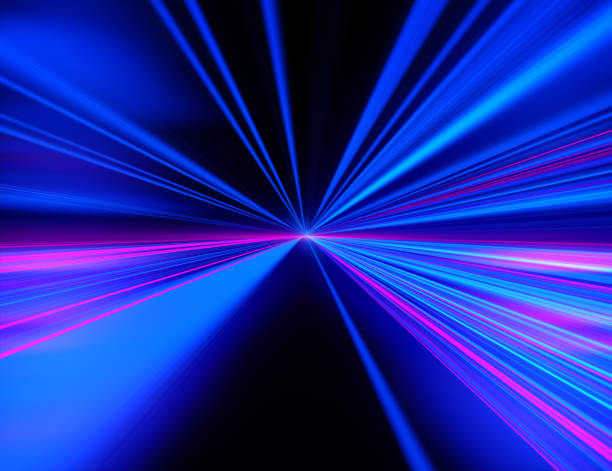 colored light streaks acceleration - blue streak lights imagens e fotografias de stock