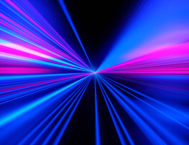 istock Speed motion on the neon glowing road at dark 839066384