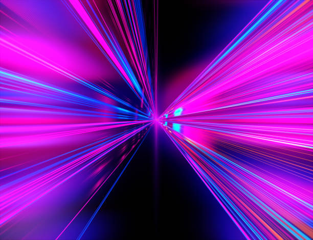 istock Speed motion on the neon glowing road at dark 839066396