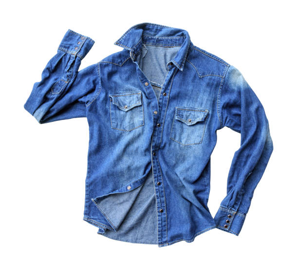 istock Close up blue denim shirt jeans 839074010