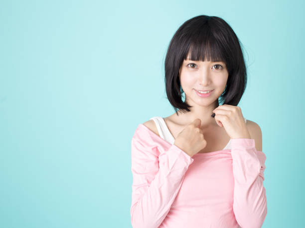 istock Asian woman beauty makeup  isolated on blue background 839079184